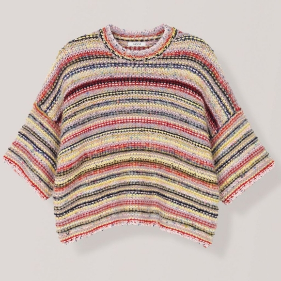 Ganni mixed knit short sleeve sweater size M - Picture 4 of 10